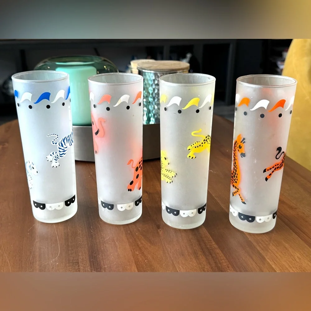 Federal Glass ZOO Frosted Tumblers Tall Highball Tom Collins Glasses Set… - Picture 5 of 6